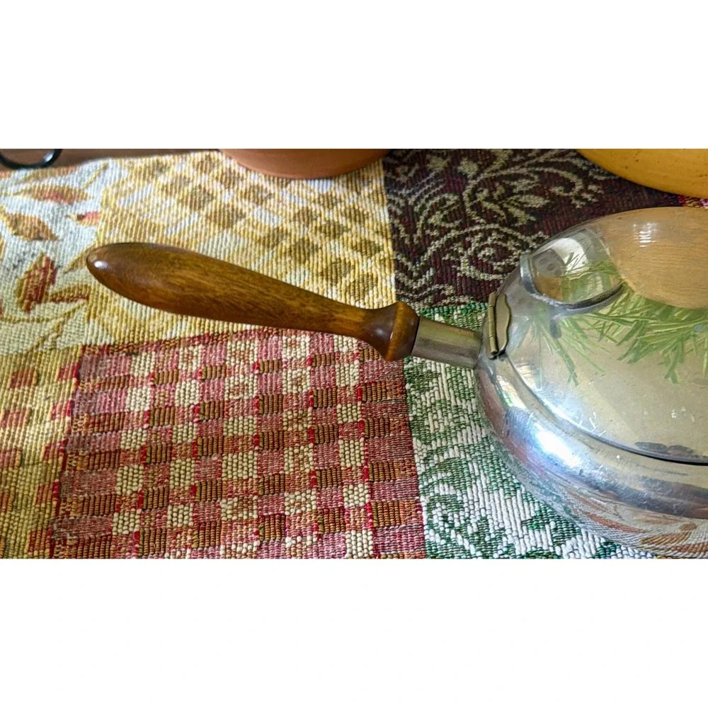 Vintage Stieff Pewter Silent Butler Ash Receiver Bowl with Wood Handle (P20-10)
